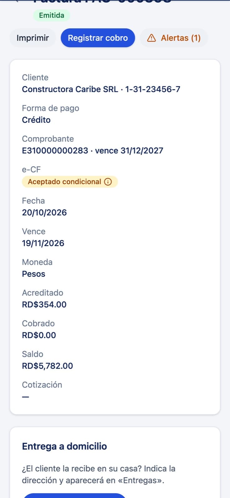 Factura electrónica en el celular